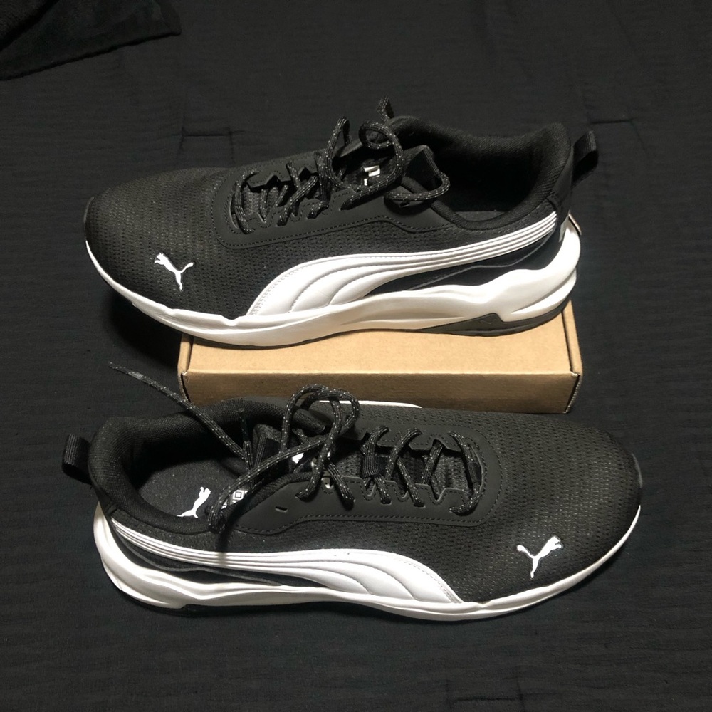 Puma Zip C Men's Sneaker Black White Athletic Running Shoes Size 9.5, 397087-01
